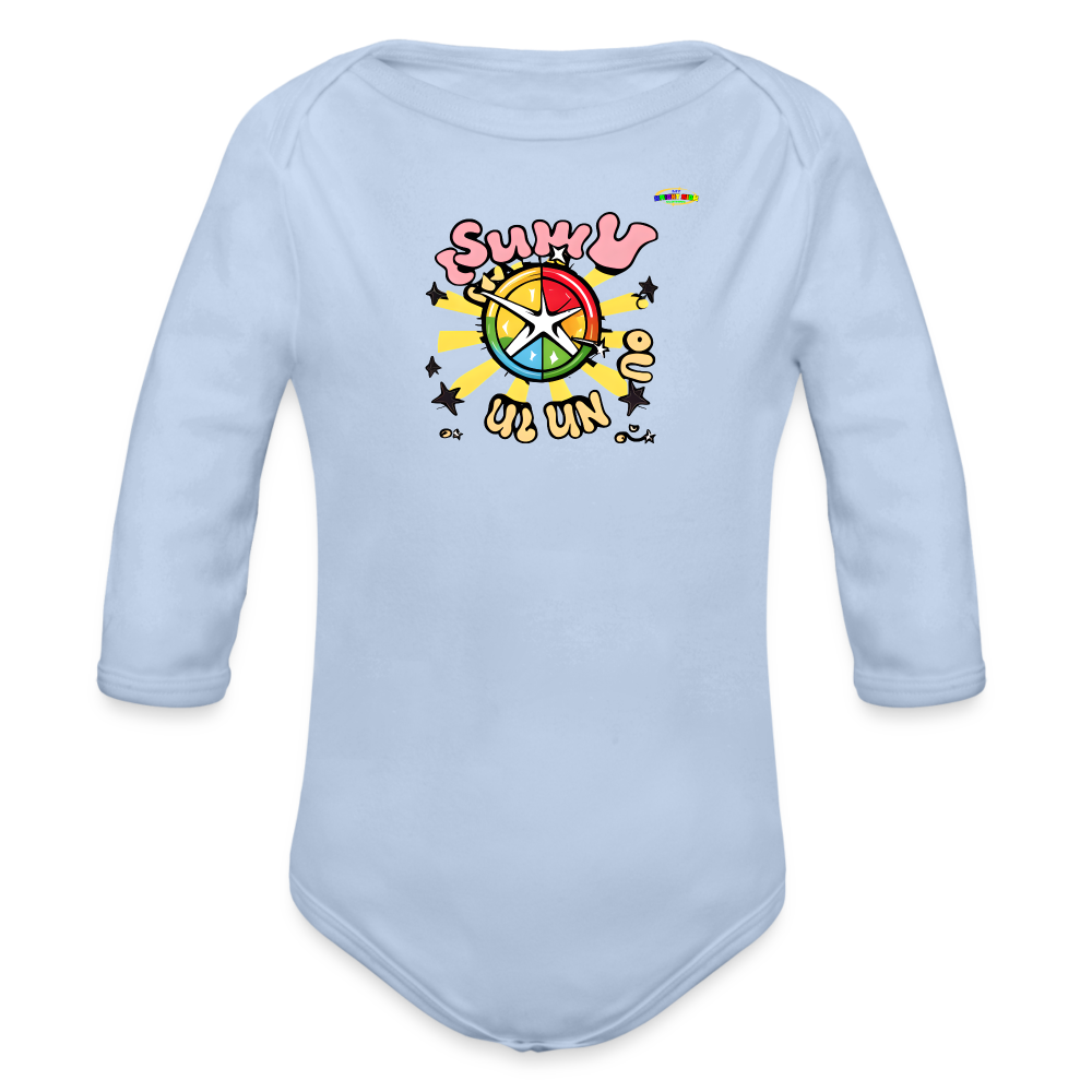 Snuggle Time Organic Long Sleeve Baby Bodysuit-MyBrightSideClothing - sky