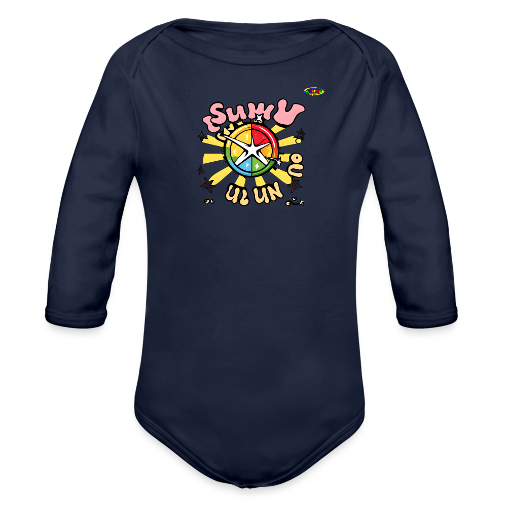 Snuggle Time Organic Long Sleeve Baby Bodysuit-MyBrightSideClothing - dark navy