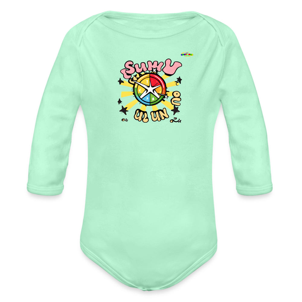 Snuggle Time Organic Long Sleeve Baby Bodysuit-MyBrightSideClothing - light mint