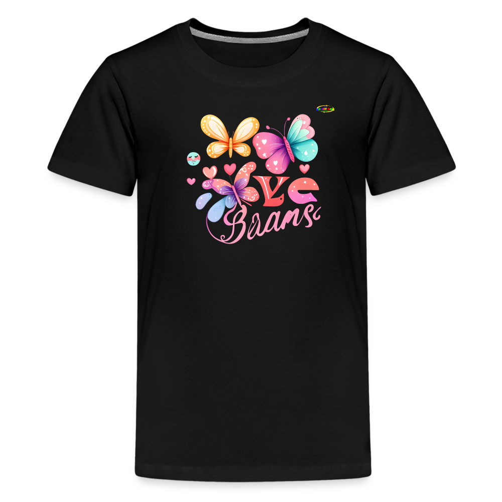 Love Butterfly Logo Children's Premium T-Shirt -MyBrightSideClothing - black