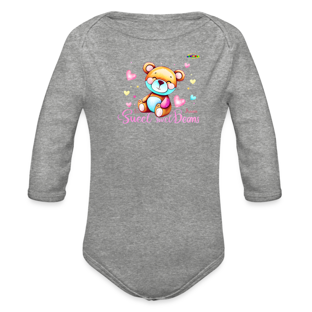 Cute Love Teddy Bear Logo Organic Long Sleeve Baby Bodysuit-MyBrightSideClothing - heather grey