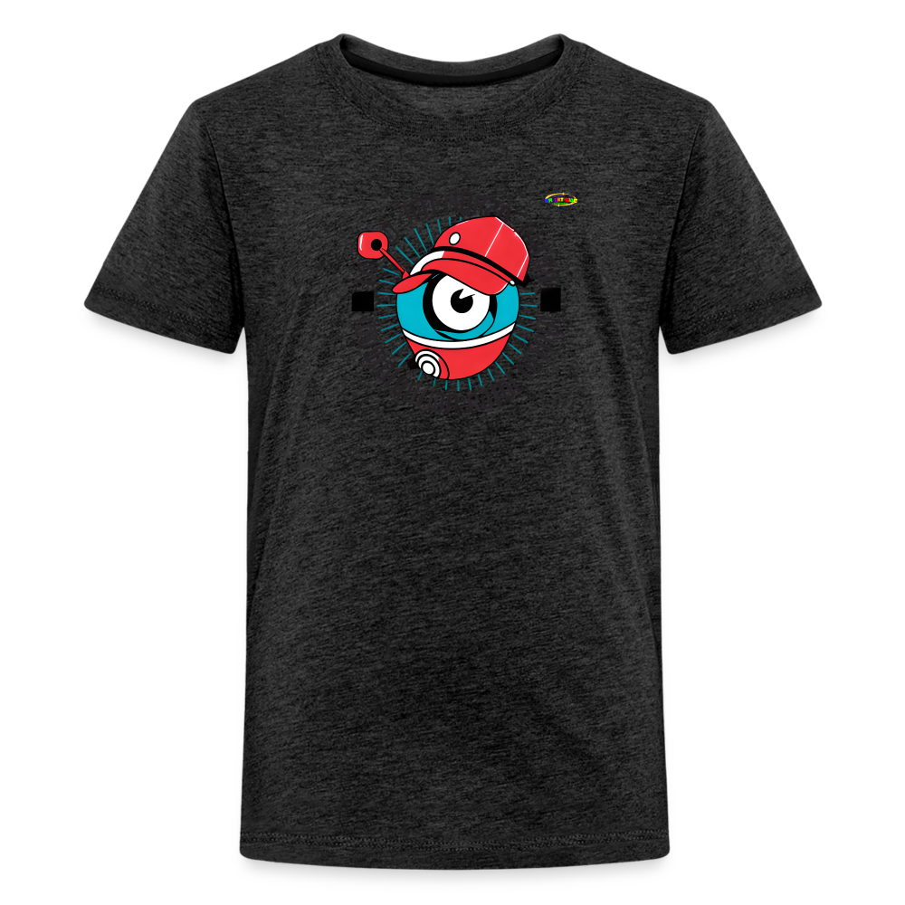 I have my eye on you cute robot Logo Children's Premium T-Shirt-MyBrightSideClothing - charcoal grey