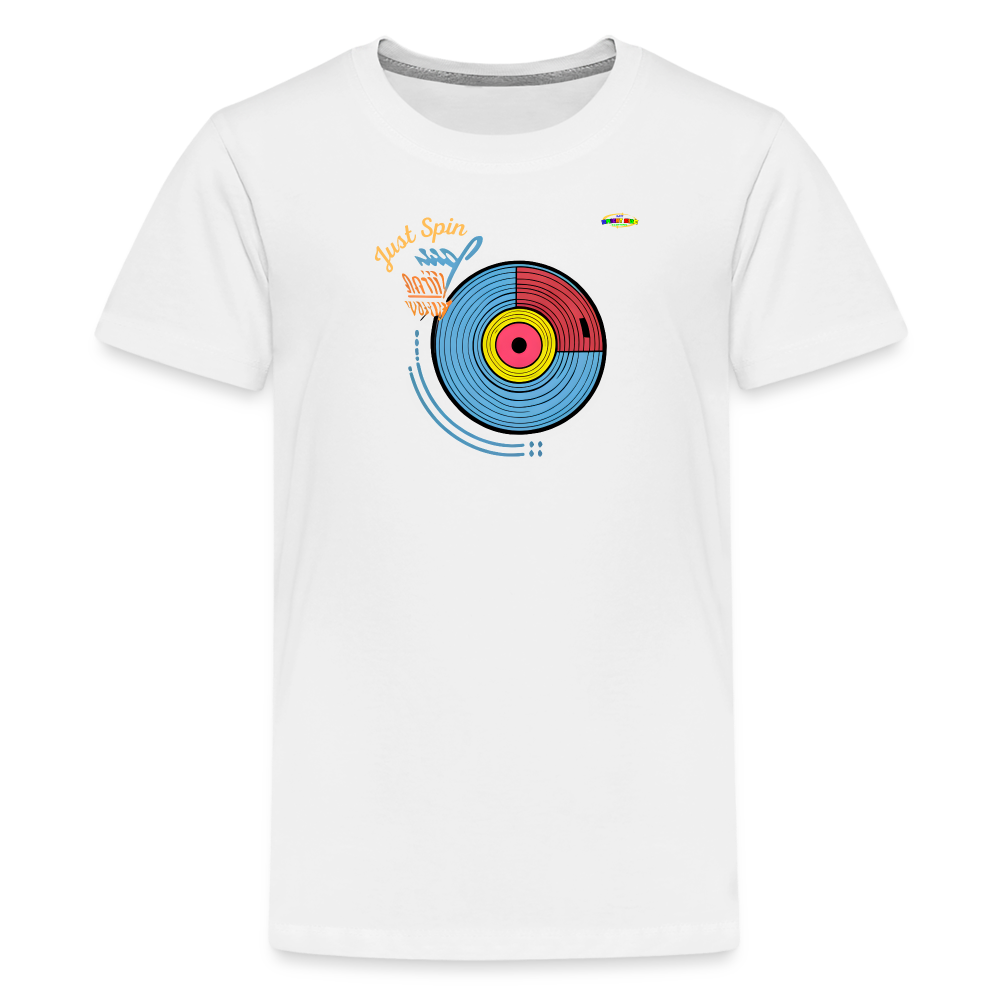 Just Spin Music Record Logo Children's Premium T-Shirt -MyBrightSideClothing - white