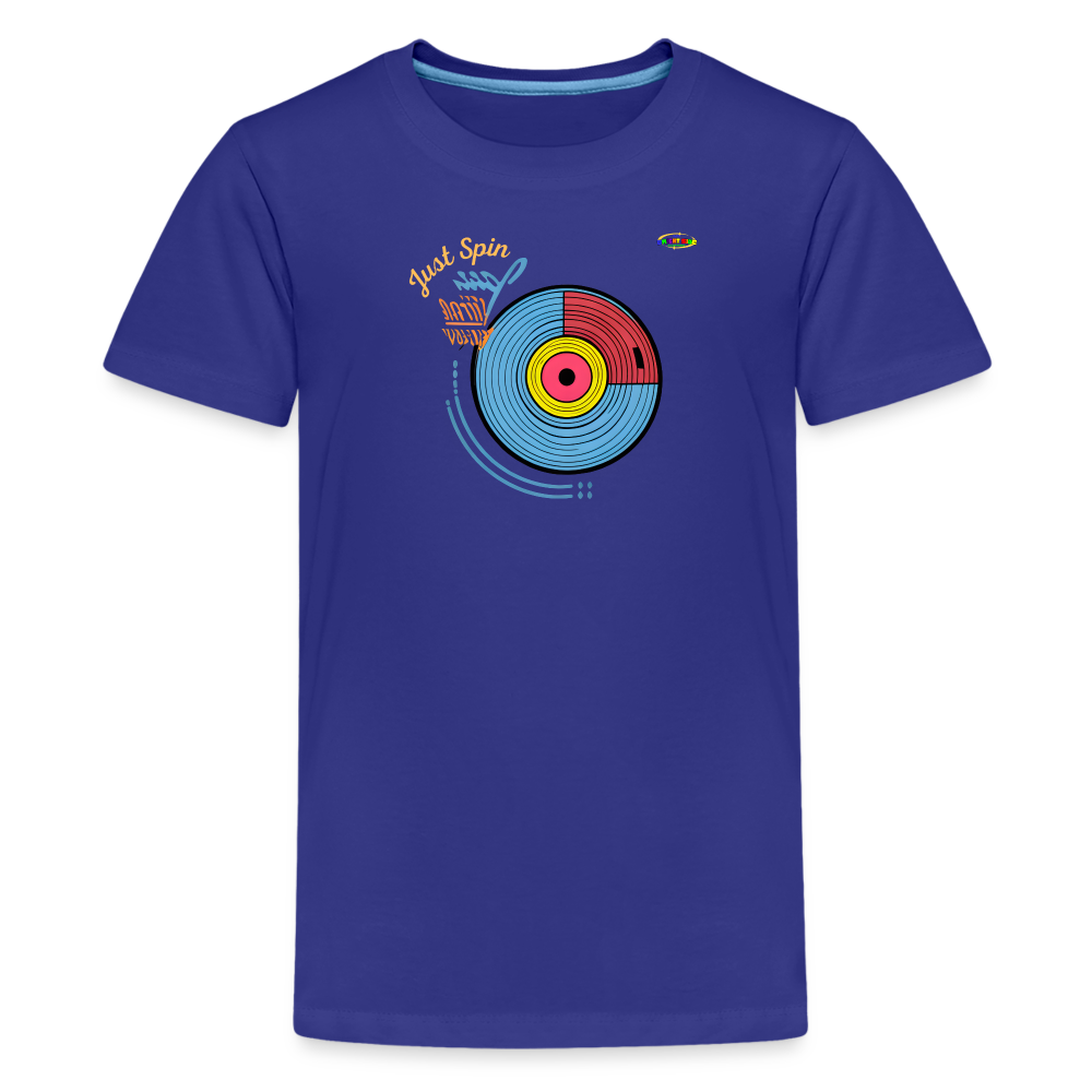 Just Spin Music Record Logo Children's Premium T-Shirt -MyBrightSideClothing - royal blue