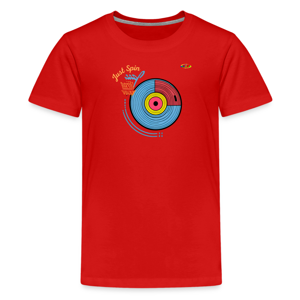 Just Spin Music Record Logo Children's Premium T-Shirt -MyBrightSideClothing - red