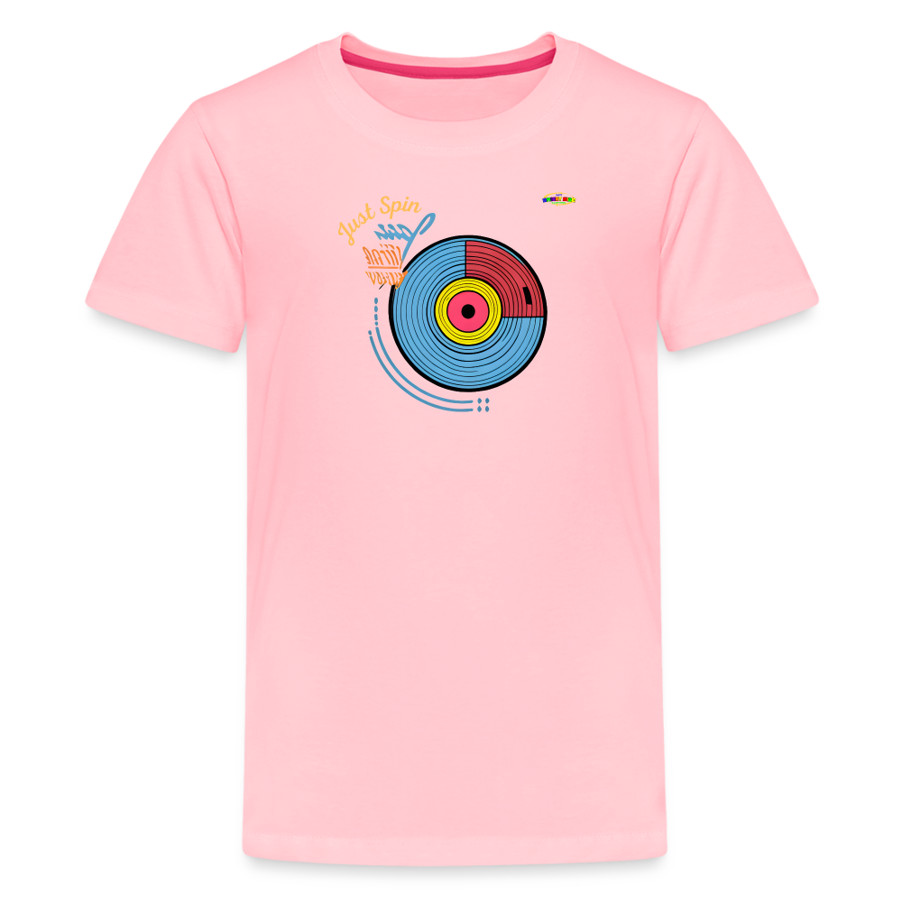 Just Spin Music Record Logo Children's Premium T-Shirt -MyBrightSideClothing - pink