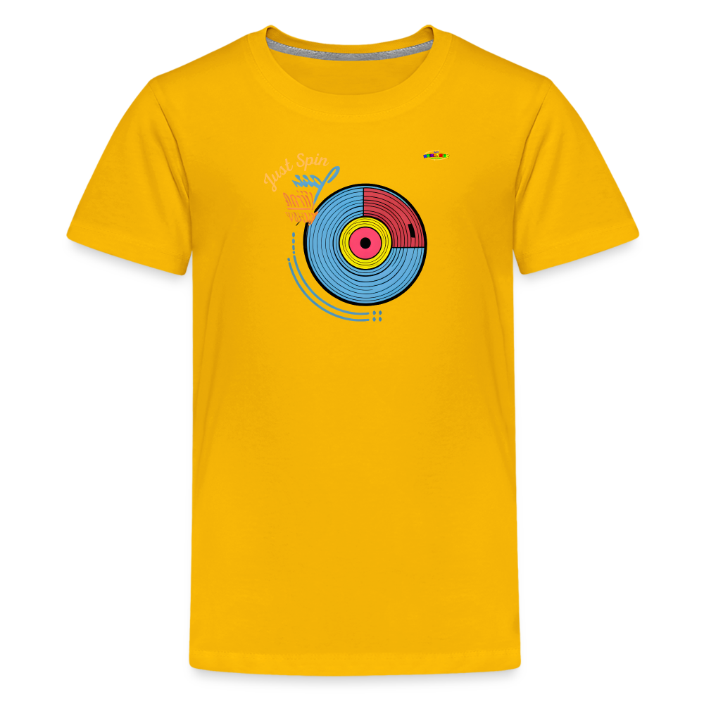 Just Spin Music Record Logo Children's Premium T-Shirt -MyBrightSideClothing - sun yellow