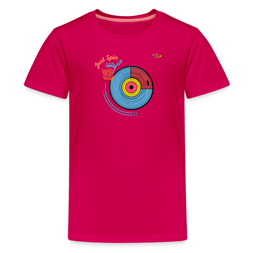 Just Spin Music Record Logo Children's Premium T-Shirt -MyBrightSideClothing - dark pink