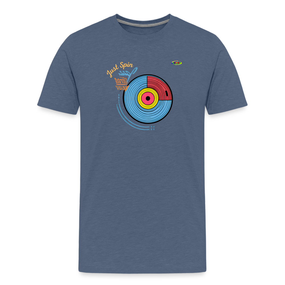 Just Spin Music Record Logo Children's Premium T-Shirt -MyBrightSideClothing - heather blue