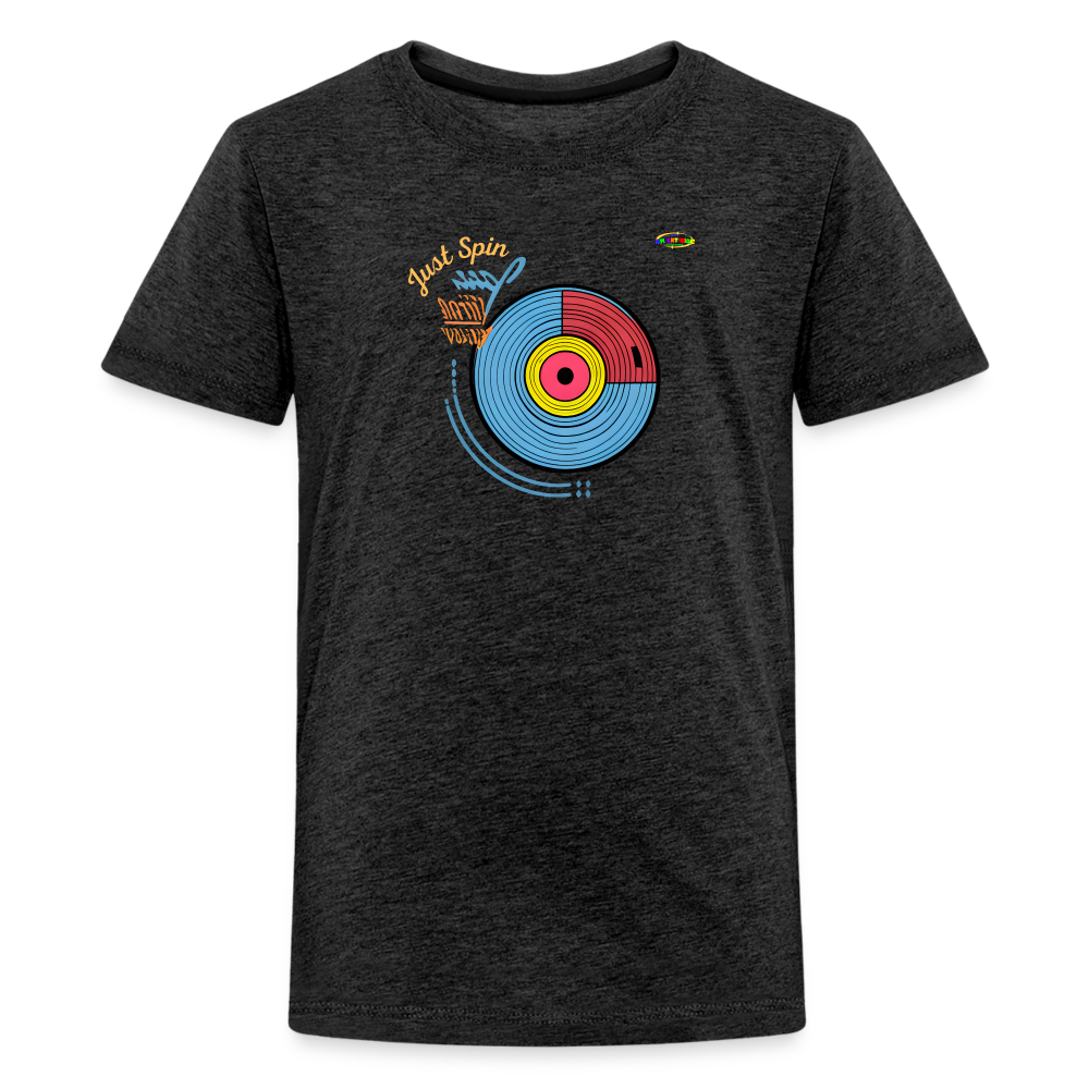 Just Spin Music Record Logo Children's Premium T-Shirt -MyBrightSideClothing - charcoal grey