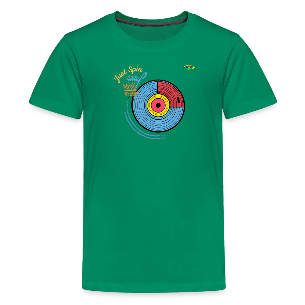 Just Spin Music Record Logo Children's Premium T-Shirt -MyBrightSideClothing - kelly green