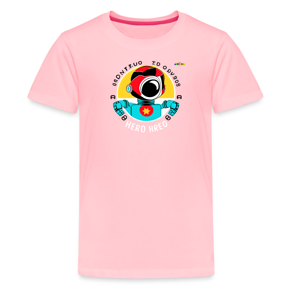 Cute Super Hero Robot Logo  Children's Premium T-Shirt--MyBrightSideClothing - pink