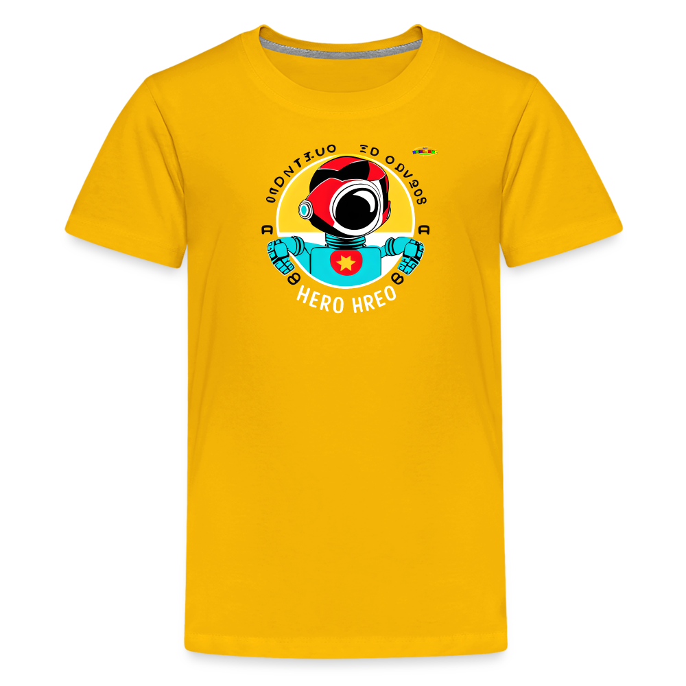 Cute Super Hero Robot Logo  Children's Premium T-Shirt--MyBrightSideClothing - sun yellow