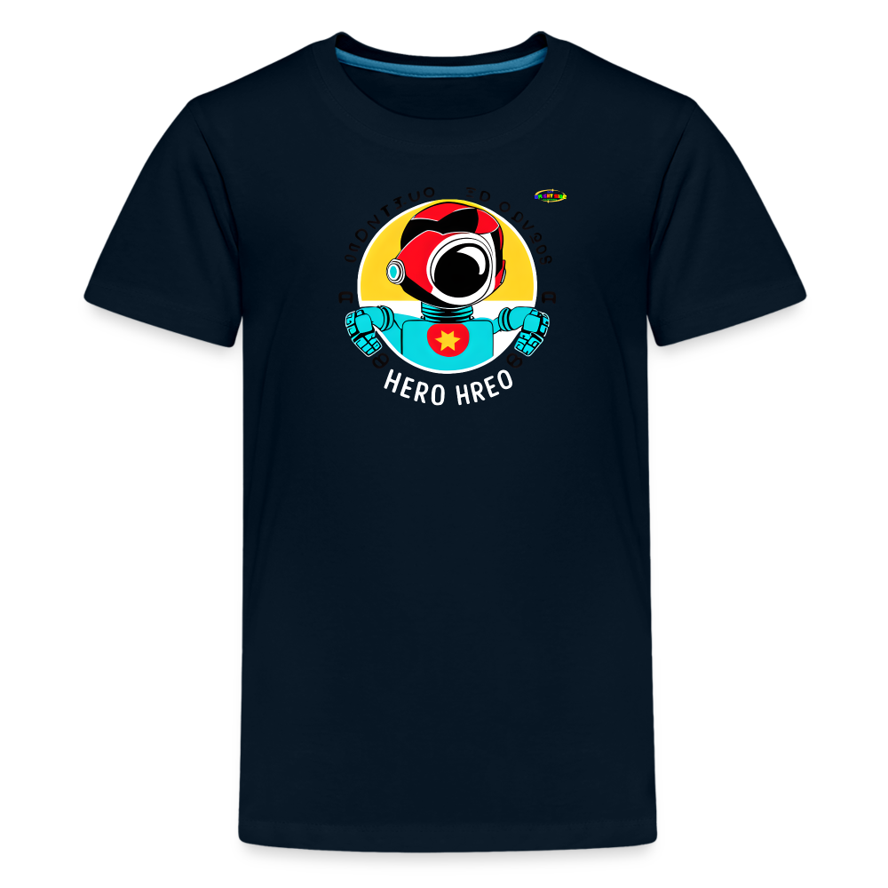 Cute Super Hero Robot Logo  Children's Premium T-Shirt--MyBrightSideClothing - deep navy