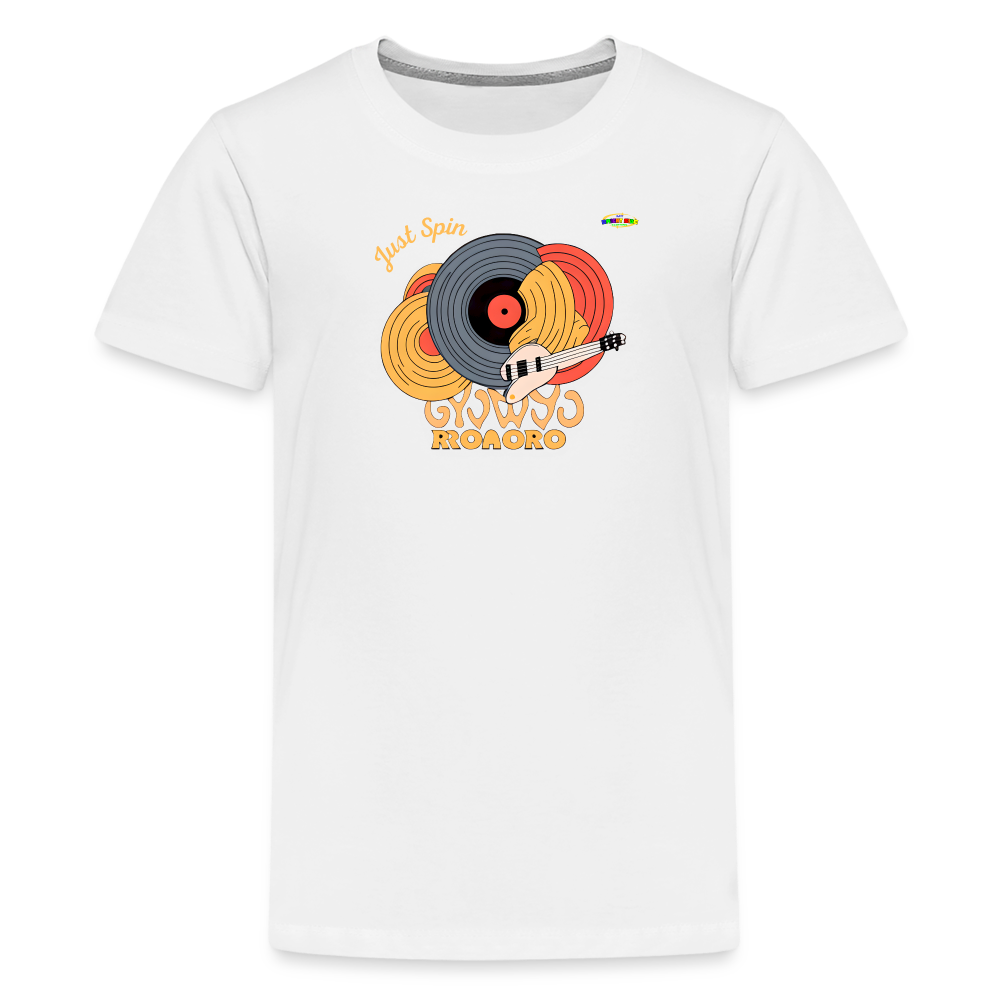 Just Spin Music Record Logo Children's Premium T-Shirt -MyBrightSideClothing - white