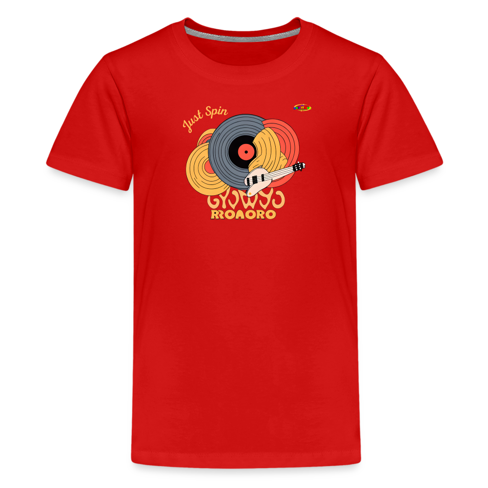 Just Spin Music Record Logo Children's Premium T-Shirt -MyBrightSideClothing - red