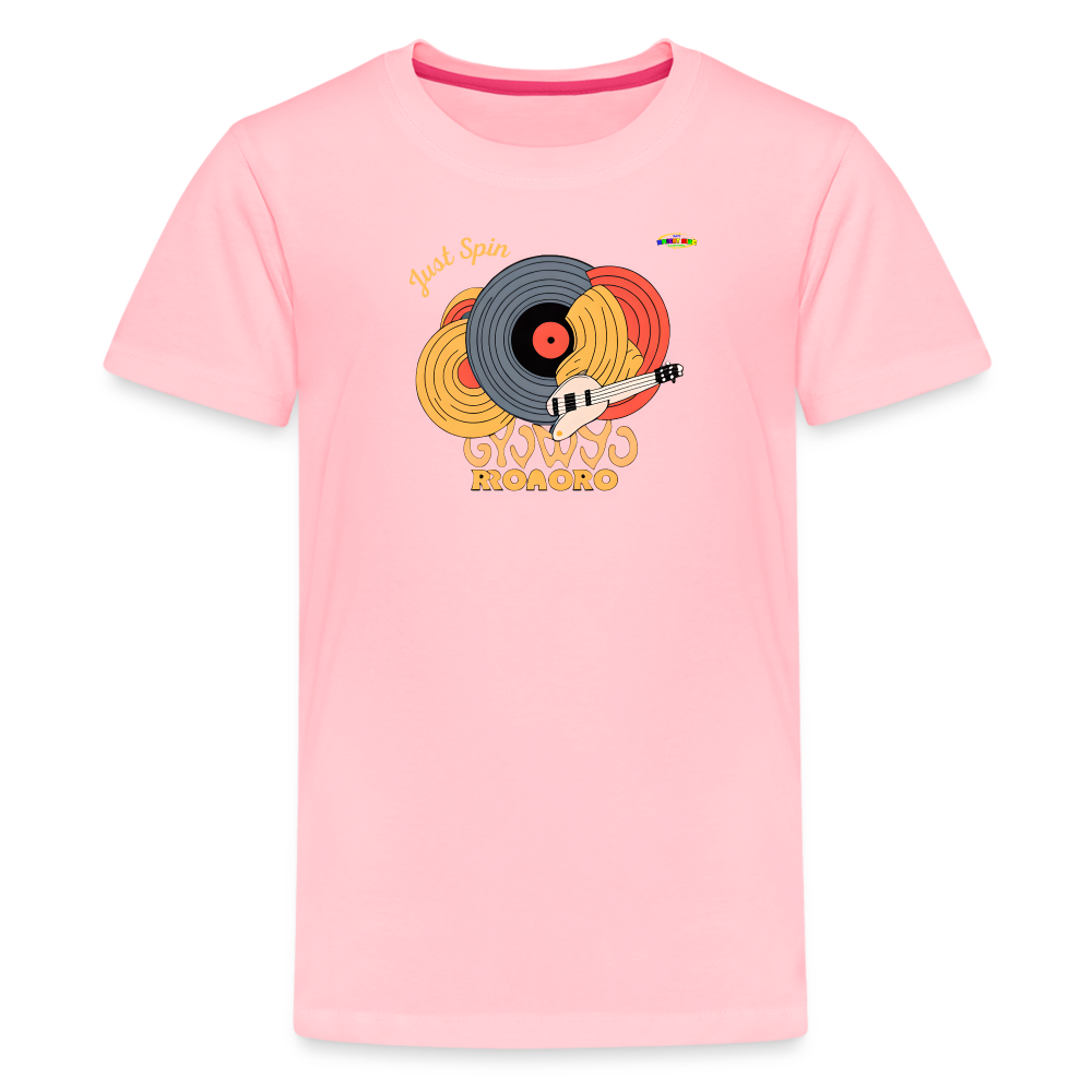 Just Spin Music Record Logo Children's Premium T-Shirt -MyBrightSideClothing - pink