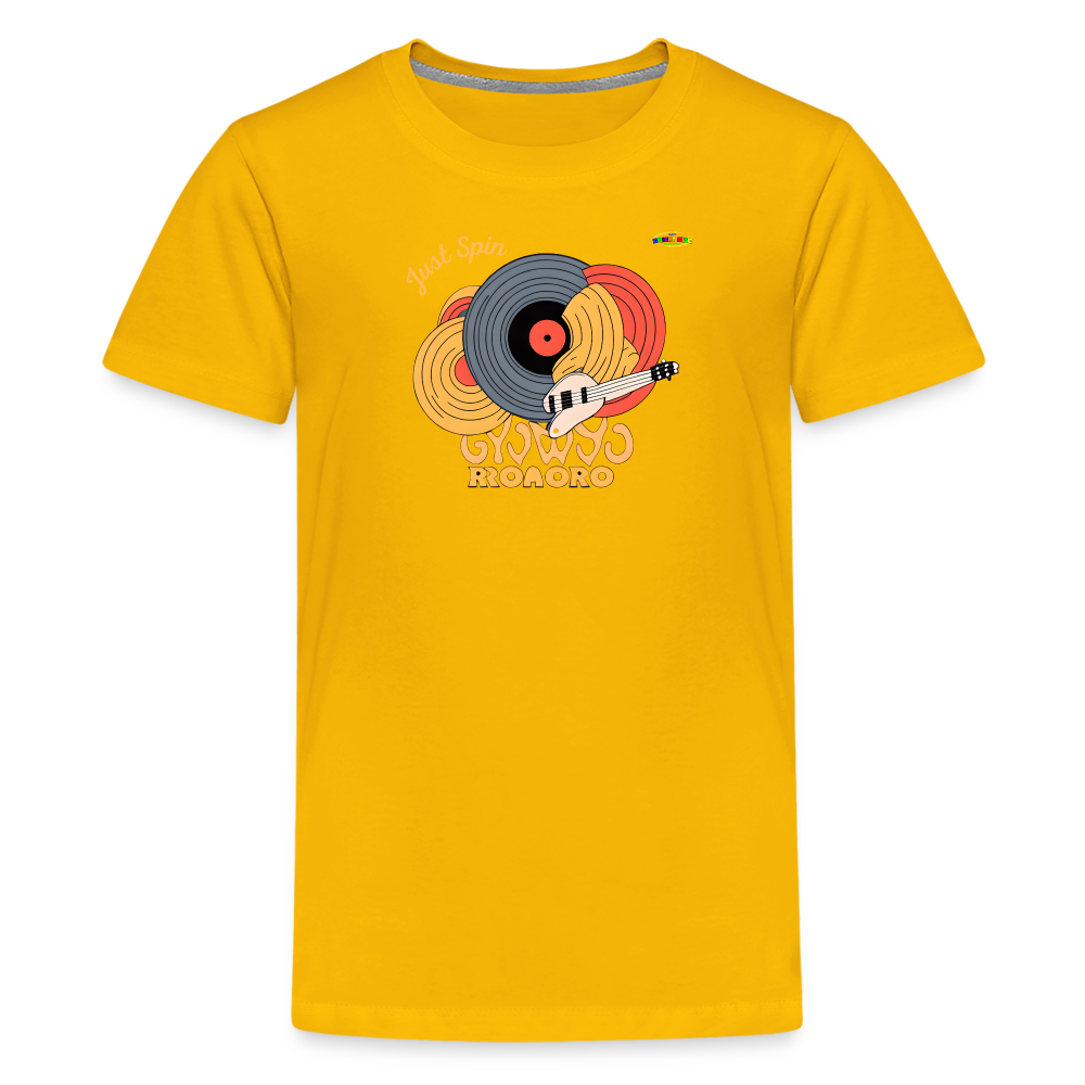 Just Spin Music Record Logo Children's Premium T-Shirt -MyBrightSideClothing - sun yellow