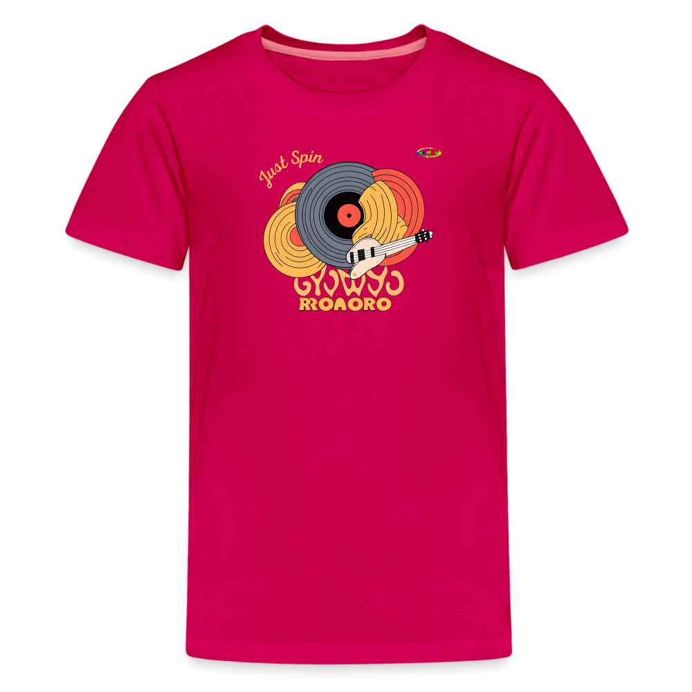 Just Spin Music Record Logo Children's Premium T-Shirt -MyBrightSideClothing - dark pink