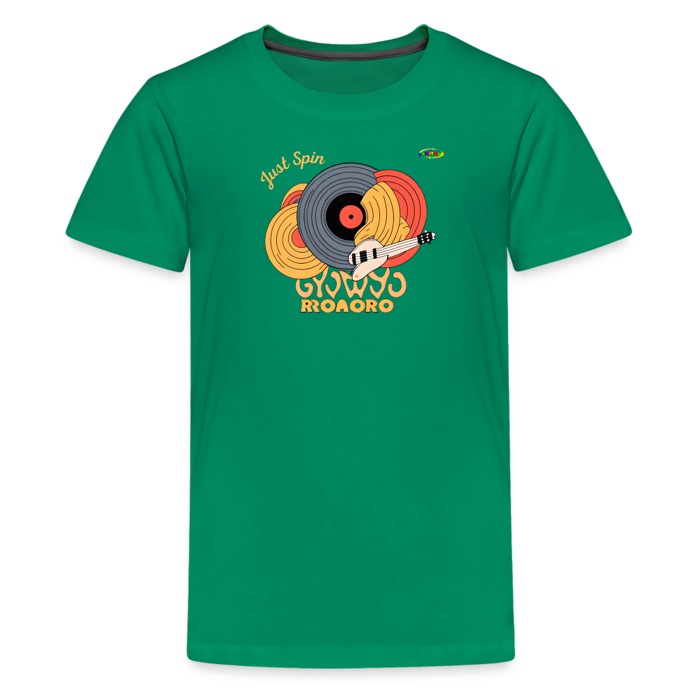 Just Spin Music Record Logo Children's Premium T-Shirt -MyBrightSideClothing - kelly green