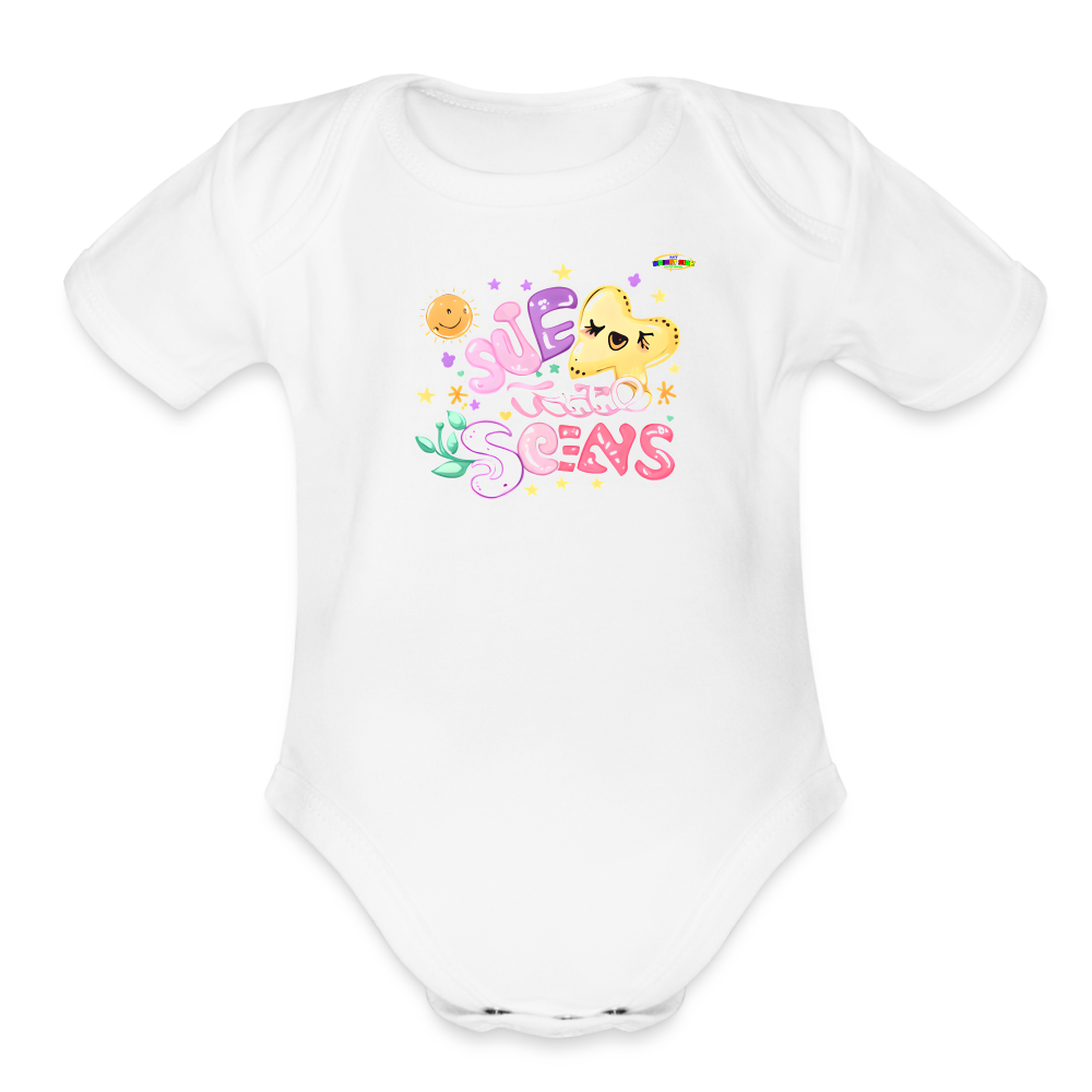 Cute Pastel Natures Dreams Organic Short Sleeve Baby Bodysuit-MyBrightSideClothing - white