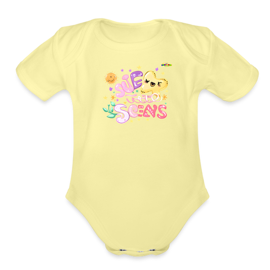 Cute Pastel Natures Dreams Organic Short Sleeve Baby Bodysuit-MyBrightSideClothing - washed yellow