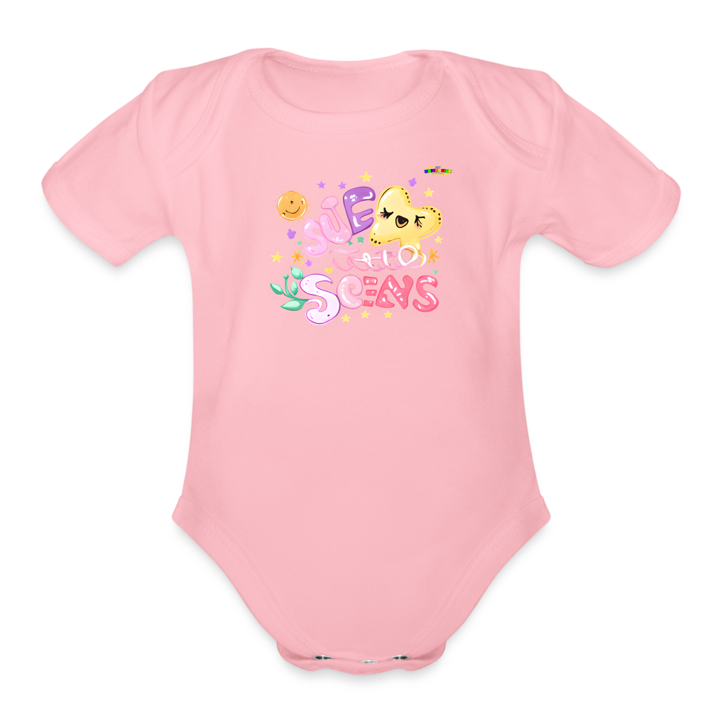 Cute Pastel Natures Dreams Organic Short Sleeve Baby Bodysuit-MyBrightSideClothing - light pink