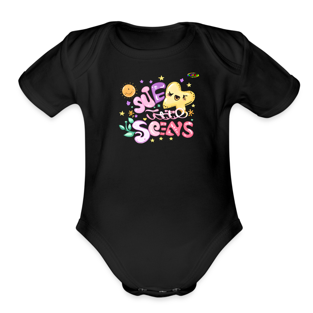 Cute Pastel Natures Dreams Organic Short Sleeve Baby Bodysuit-MyBrightSideClothing - black