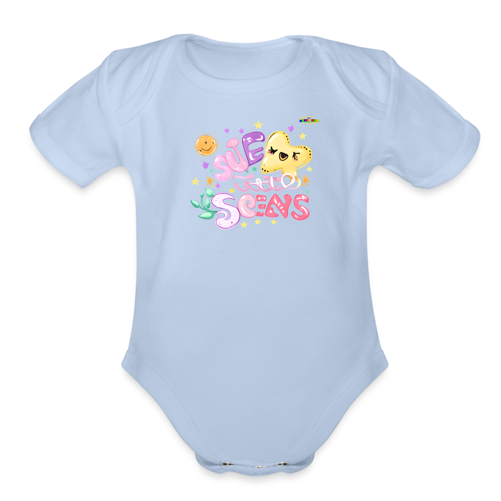 Cute Pastel Natures Dreams Organic Short Sleeve Baby Bodysuit-MyBrightSideClothing - sky