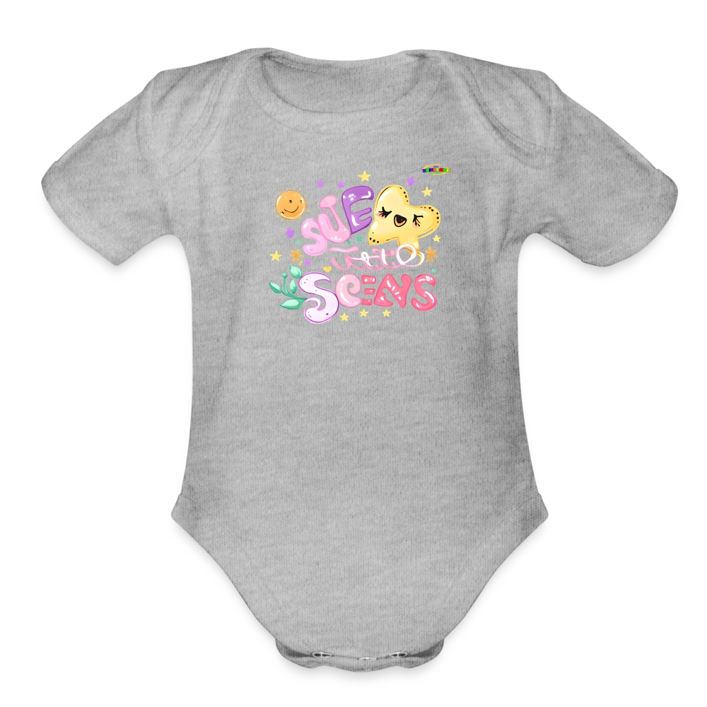 Cute Pastel Natures Dreams Organic Short Sleeve Baby Bodysuit-MyBrightSideClothing - heather grey