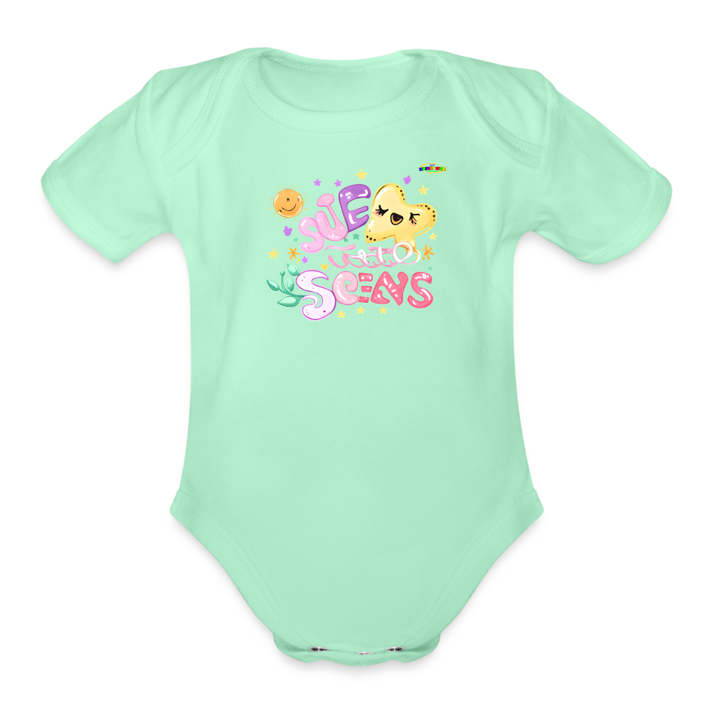 Cute Pastel Natures Dreams Organic Short Sleeve Baby Bodysuit-MyBrightSideClothing - light mint