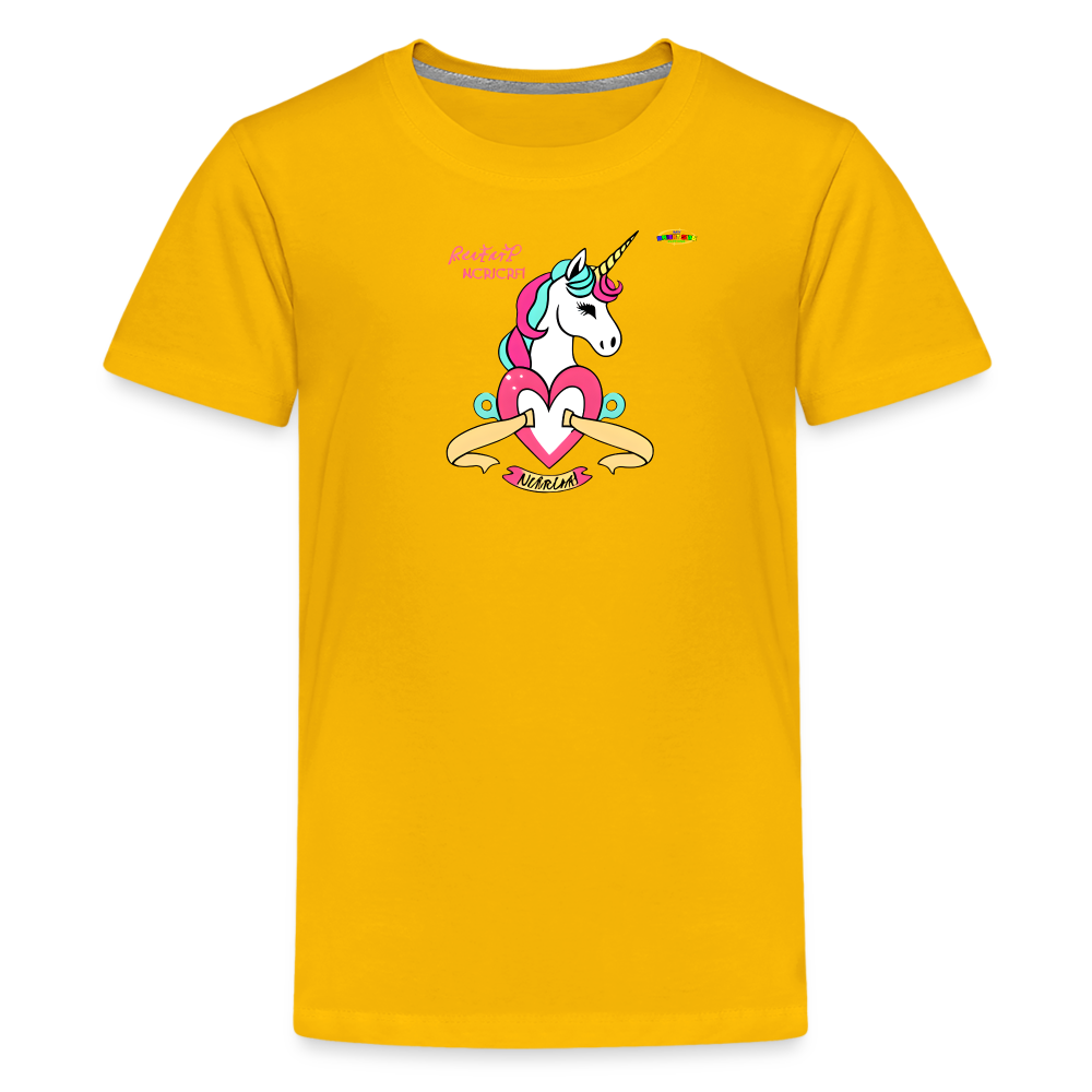 Love Bright Unicorn Logo Children's Premium T-Shirt -MyBrightSideClothing - sun yellow