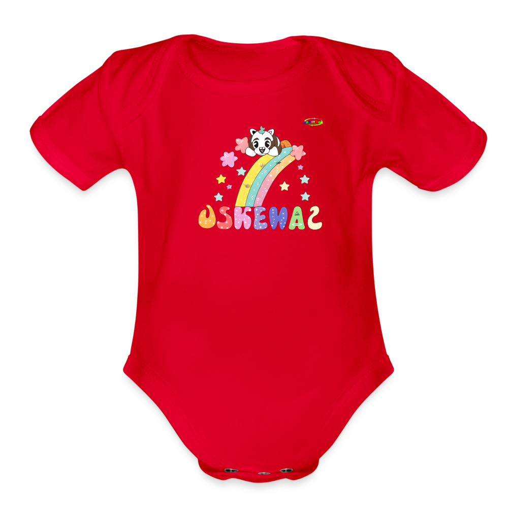 Cute Pastel Rainbow Puppy GraphicOrganic Short Sleeve Baby Bodysuit-MyBrightSideClothing - red