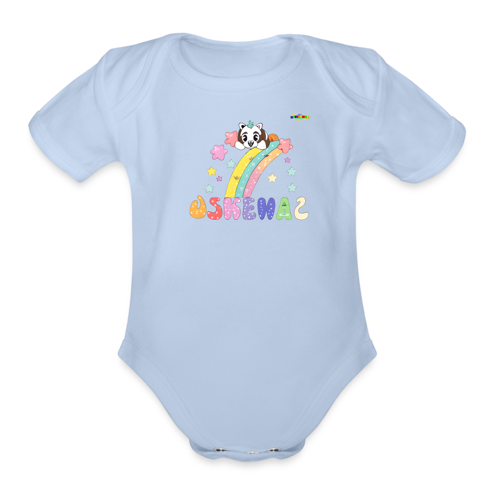 Cute Pastel Rainbow Puppy GraphicOrganic Short Sleeve Baby Bodysuit-MyBrightSideClothing - sky