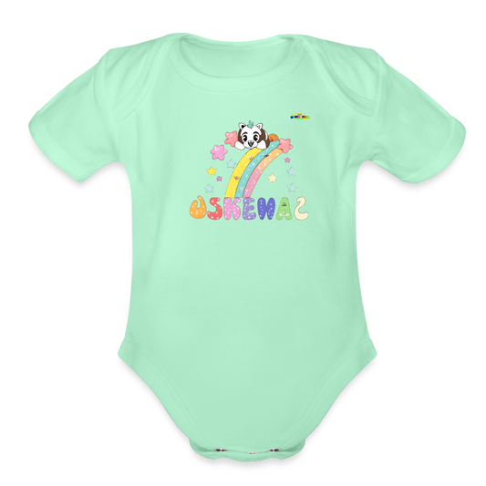 Cute Pastel Rainbow Puppy GraphicOrganic Short Sleeve Baby Bodysuit-MyBrightSideClothing - light mint