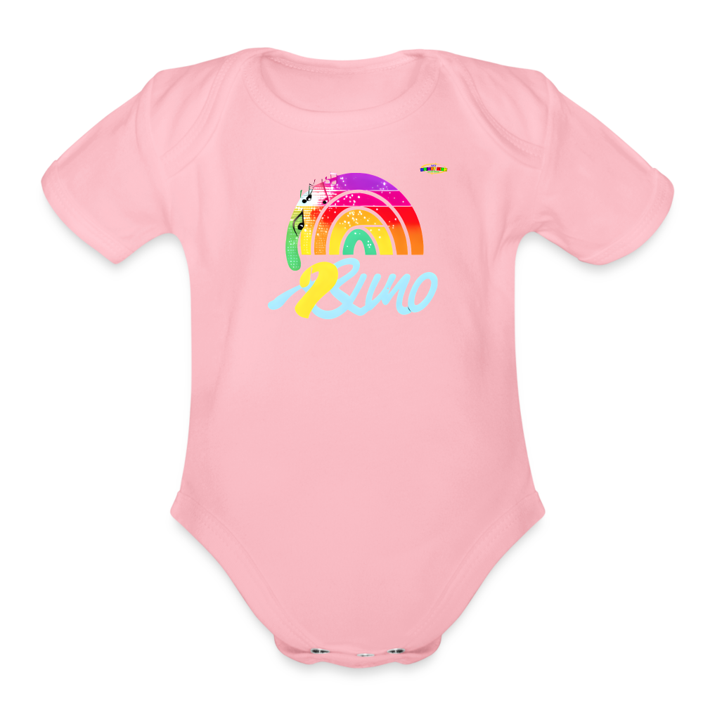 Cute Rainbow music logo Organic Short Sleeve Baby Bodysuit-MyBrightSideClothing - light pink