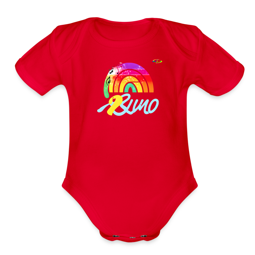 Cute Rainbow music logo Organic Short Sleeve Baby Bodysuit-MyBrightSideClothing - red