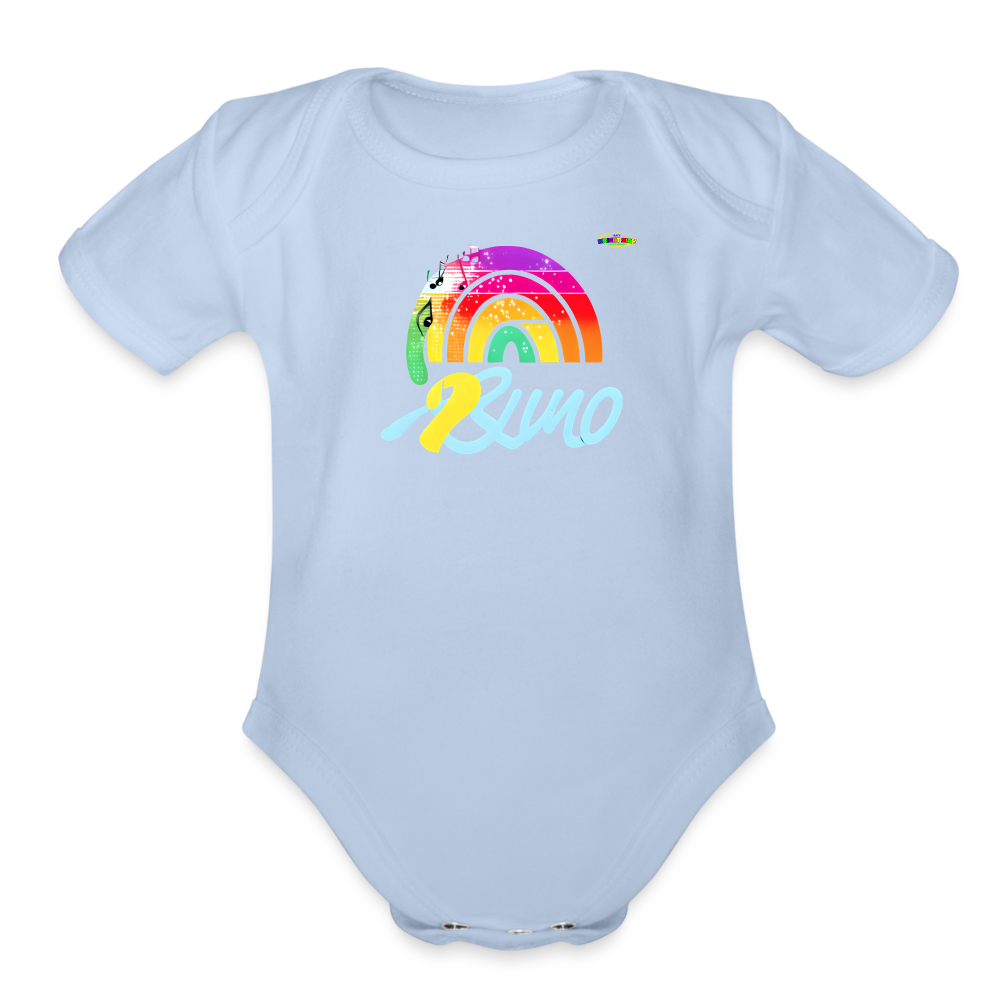 Cute Rainbow music logo Organic Short Sleeve Baby Bodysuit-MyBrightSideClothing - sky