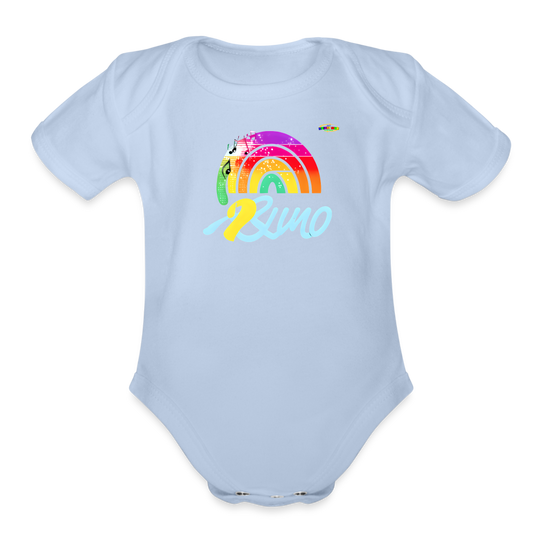 Cute Rainbow music logo Organic Short Sleeve Baby Bodysuit-MyBrightSideClothing - sky