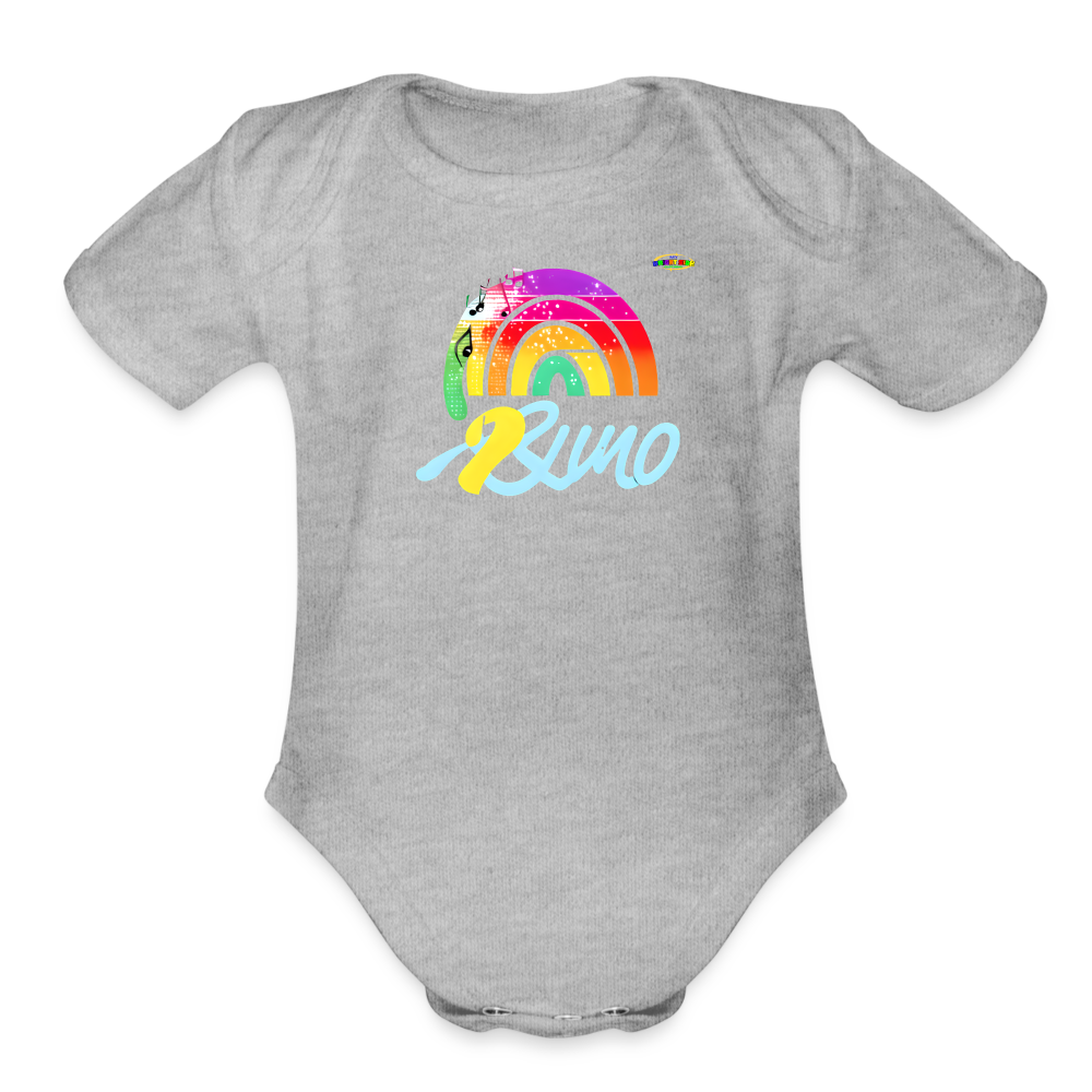 Cute Rainbow music logo Organic Short Sleeve Baby Bodysuit-MyBrightSideClothing - heather grey