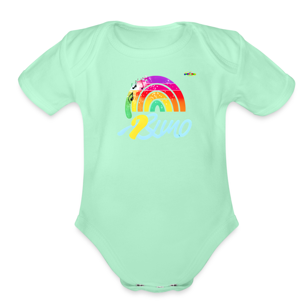 Cute Rainbow music logo Organic Short Sleeve Baby Bodysuit-MyBrightSideClothing - light mint