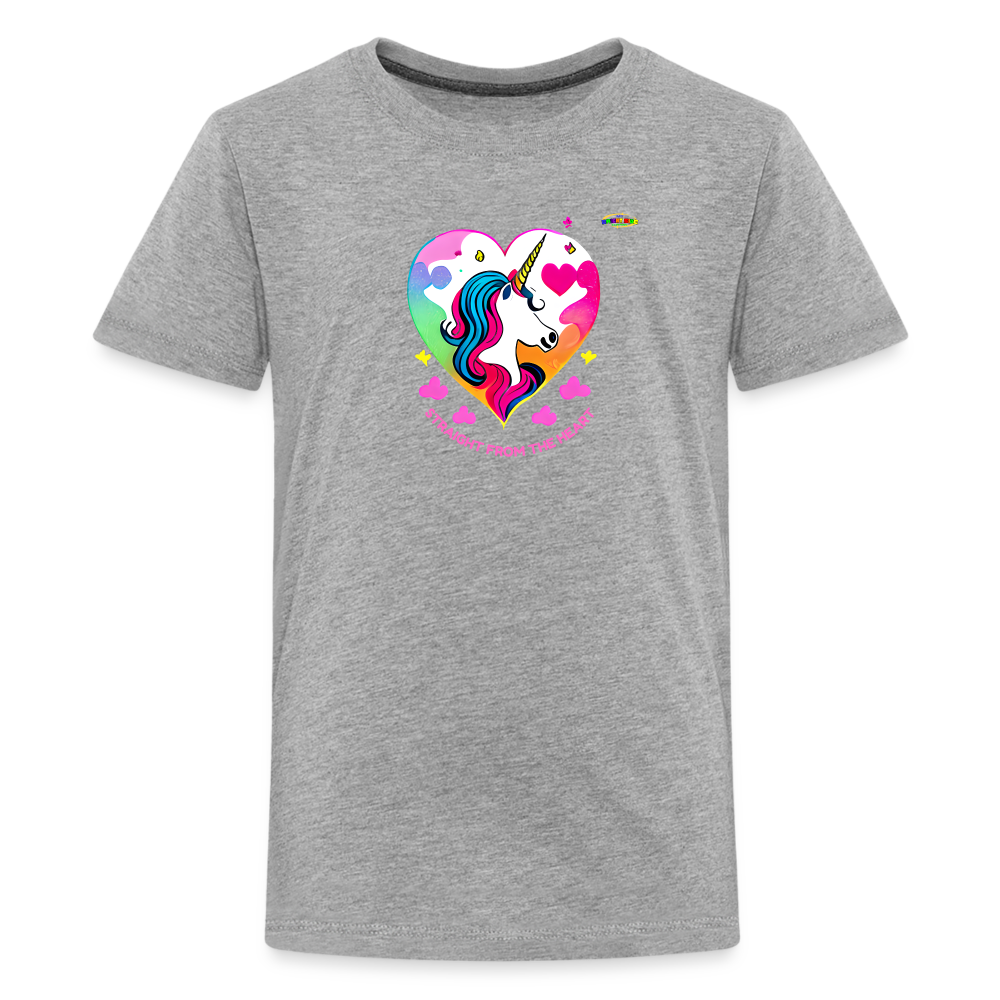 Straight form the heart Unicorn Logo Children's Premium T-Shirt -MyBrightSideClothing - heather gray