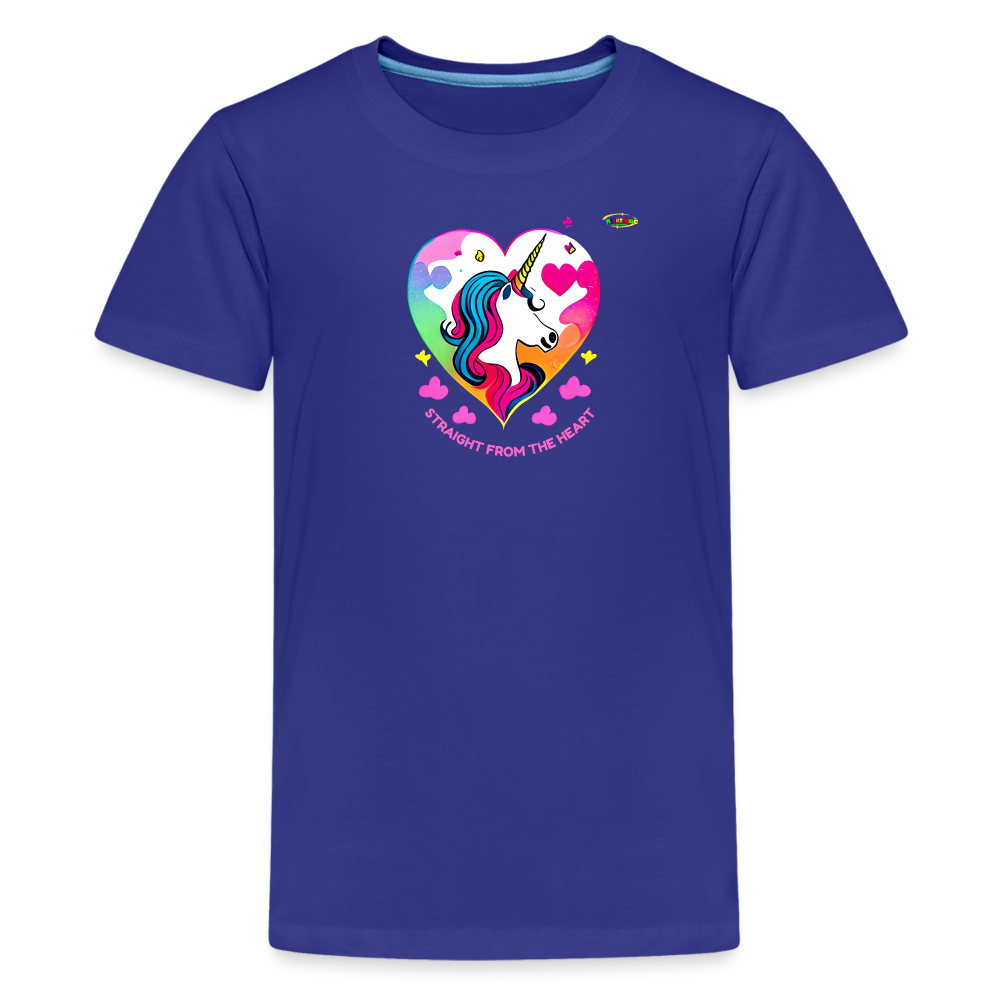 Straight form the heart Unicorn Logo Children's Premium T-Shirt -MyBrightSideClothing - royal blue