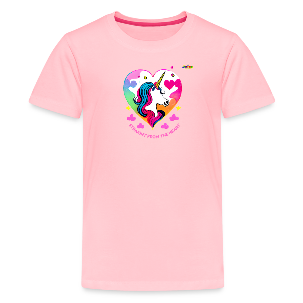 Straight form the heart Unicorn Logo Children's Premium T-Shirt -MyBrightSideClothing - pink