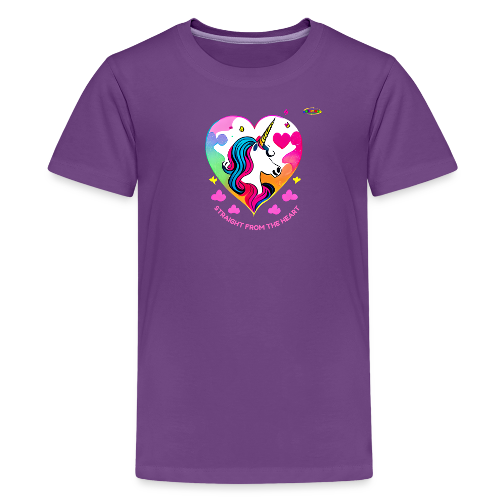 Straight form the heart Unicorn Logo Children's Premium T-Shirt -MyBrightSideClothing - purple