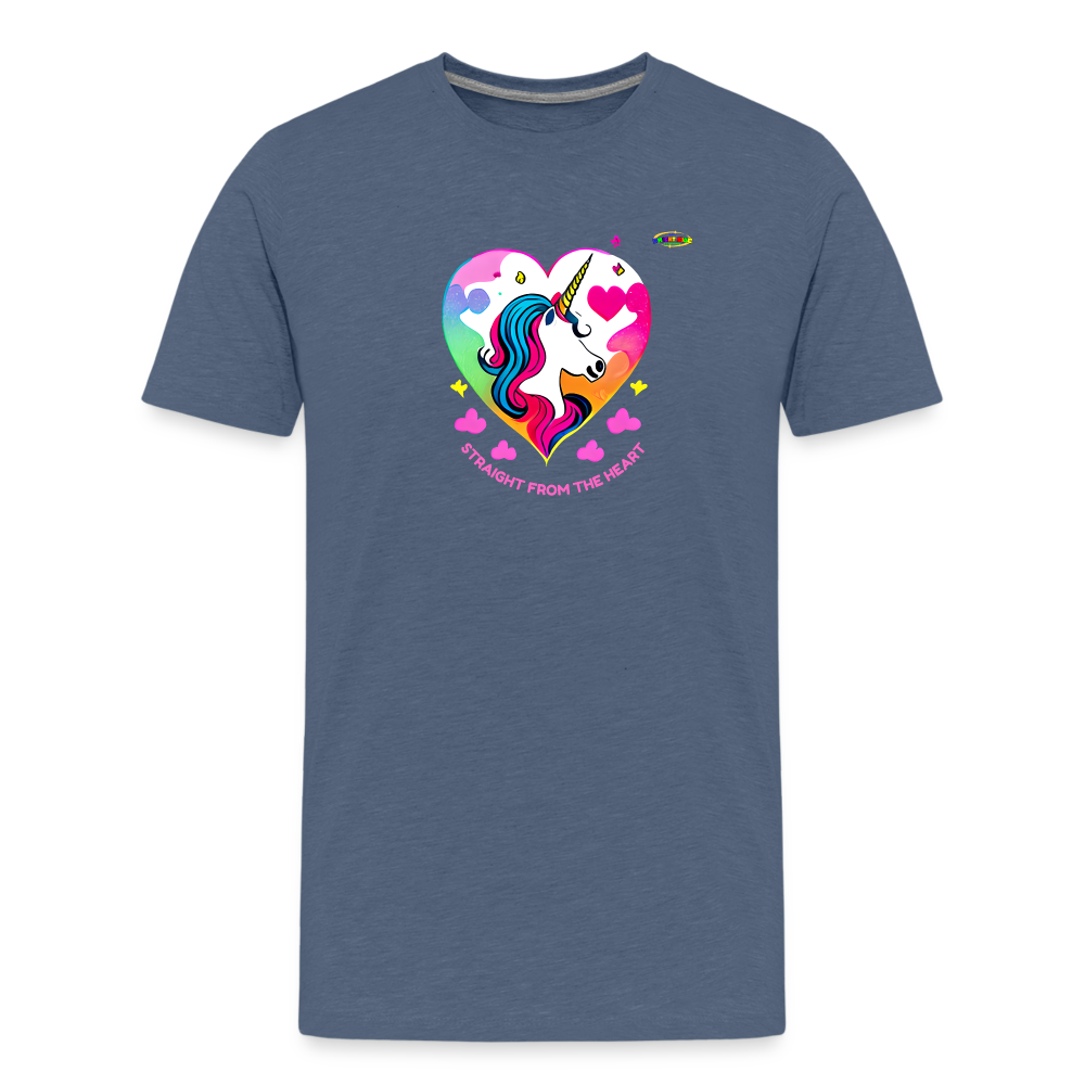 Straight form the heart Unicorn Logo Children's Premium T-Shirt -MyBrightSideClothing - heather blue