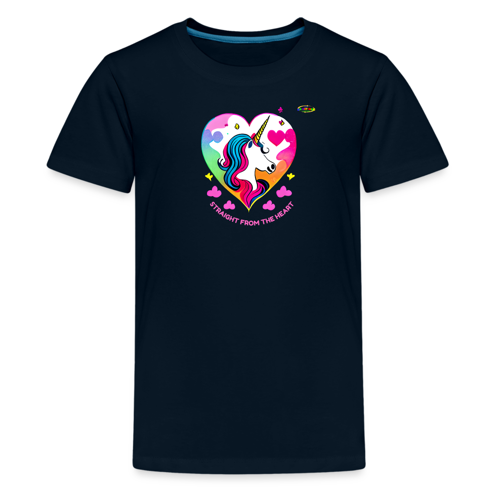 Straight form the heart Unicorn Logo Children's Premium T-Shirt -MyBrightSideClothing - deep navy