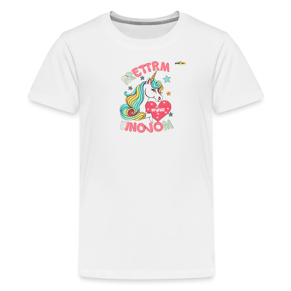 Loving Life Unicorn Logo Children's Premium T-Shirt -MyBrightSideClothing - white