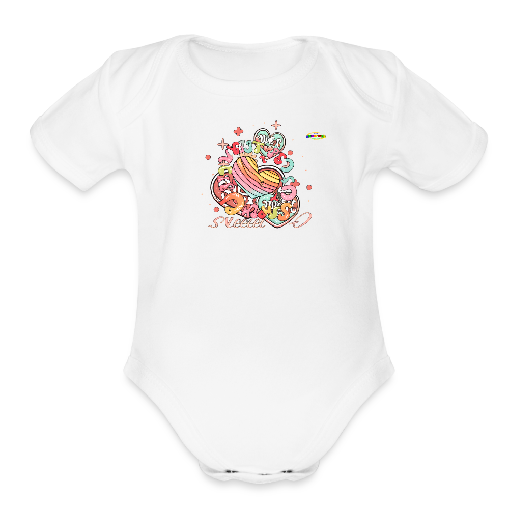 Cute Pastel Rainbow Hearts Organic Short Sleeve Baby Bodysuit-MyBrightSideClothing - white