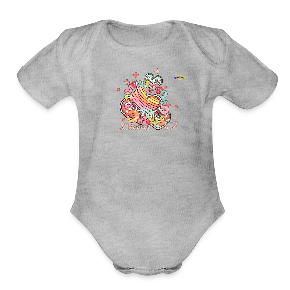 Cute Pastel Rainbow Hearts Organic Short Sleeve Baby Bodysuit-MyBrightSideClothing - heather grey